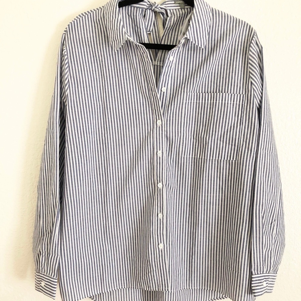 Striped button up top